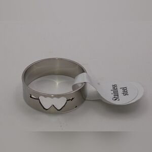 Silver Heart Stainless Steel Ring Band U.S Size 10